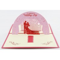 Handmade 3D Pop Up On Your Wedding Card, Big Day, Pink Red Groom Bride Wedding Invitation, Wedding Gift, Wedding Card